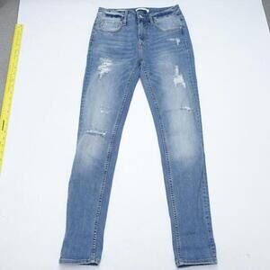 Vigoss Jeans Women's 25 Blue‎ Cotton Stretch Distressed Denim Thompson Tomboy